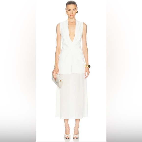 BRANDON MAXWELL Silk Sutton Dress in Ivory Size 12 NWT - Picture 1 of 6
